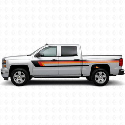 Retro Bovenste Deurlijn en Zijwand Vinyl Strepen voor Chevrolet Silverado 1500 K2XX 2014-2019_1