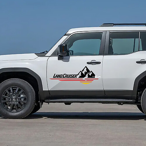 Toyota Land Cruiser natuur scène bergen deuren stickers Vinyl Stickers afbeelding 2
