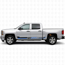 Geruite Racing Deur- en Rocker Panel Vinyl Strepen voor Chevrolet Silverado 1500 K2XX 2014-2019_3