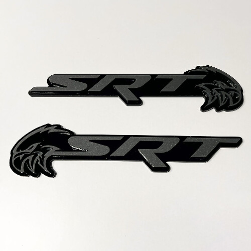 SRT Trackhawk 3D-badge zwart versus grijs spatbordbadges embleem 3
