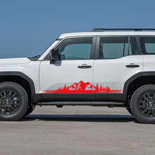 Toyota Land Cruiser zijdeuren bergen bomen landschap stijl stickers Vinyl Stickers afbeelding
 2