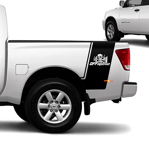 Nissan Titan nachtkastje off-road schedel strepen vinyl stickers stickers graphics
