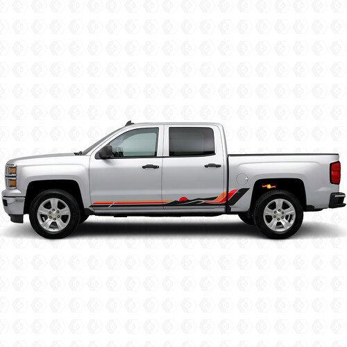 Retro Mountain Wave Deur- & Rockerpaneel Vinyl Strepen voor Chevrolet Silverado 1500 K2XX 2014-2019_1