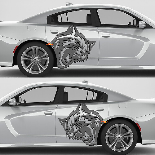 Wildcat zijvinylstickerset voor Dodge Challenger of Charger