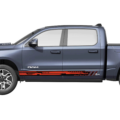 Zijdeuren strepen Rocker voor Dodge RAM 1500 REV vinyl stickers stickers graphics 2
