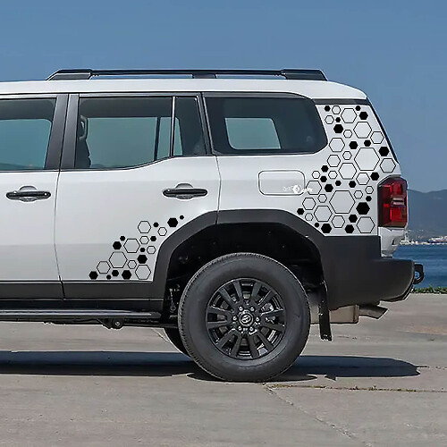 Honeycomb zij- en achterkwart vinylstickers voor Toyota Land Cruiser 2024