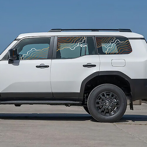 Toyota Land Cruiser topografische zijruitstickers vinylstickers grafisch
