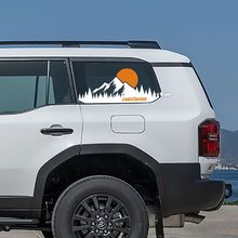 Toyota Land Cruiser topografische venster kant berg zonsondergang stickers vinyl stickers afbeelding
 2