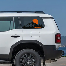 Toyota Land Cruiser topografische venster kant berg zonsondergang stickers vinyl stickers afbeelding
 4