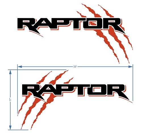 Ford F150 Raptor Claw 2 kleuren grafische sticker op het bed
