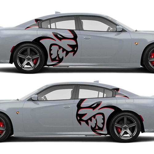Enorme twee kleuren Hellcat zijstickers voor Dodge Challenger of Charger
