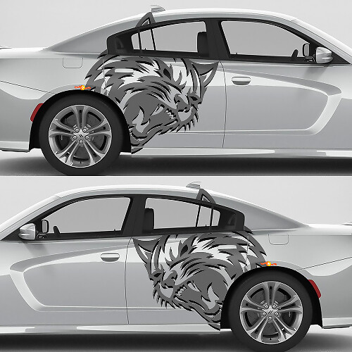 Wildcat stijl zijvinylstickers set voor Dodge Challenger of Charger