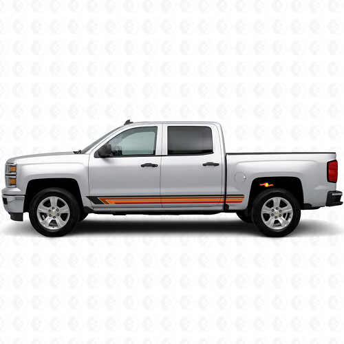 Vintage Band Deur- en Rockerpaneel Vinyl Strepen voor Chevrolet Silverado 1500 K2XX 2014-2019_1