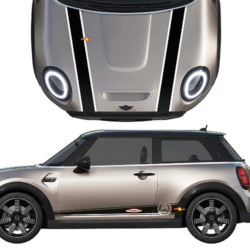 John Cooper Works Strepen Motorkap & Zij Vinyl Decal Sticker voor MINI Cooper