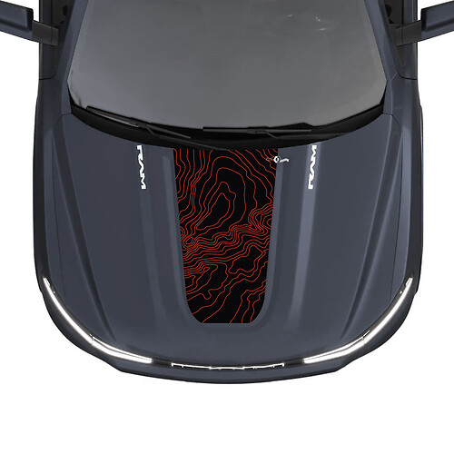 Hood Stripes Topografische kaart voor Dodge RAM 1500 REV Vinyl Decals Stickers Graphics
