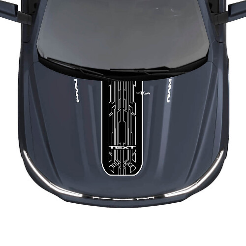 Custom Techno Style Motorkapstreep Vinyl Decal voor Dodge Ram 1500 REV