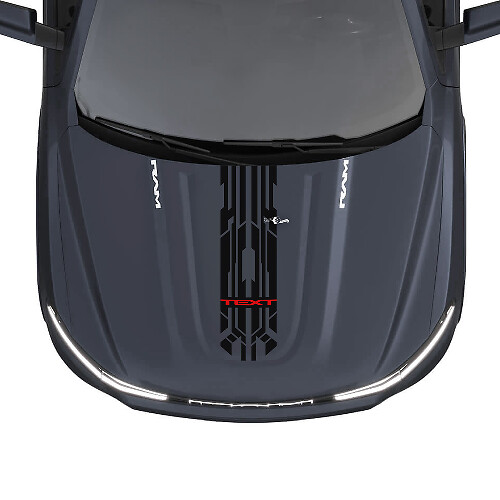 Techno Style Custom Motorkap Korte Strepen Vinyl Stickers voor Dodge Ram 1500 REV