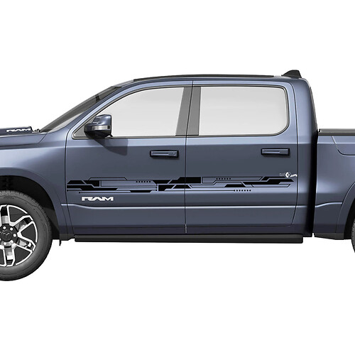 Zijdeuren Strepen Vinylstickers Stickers Afbeeldingen Dodge RAM 1500 REV
