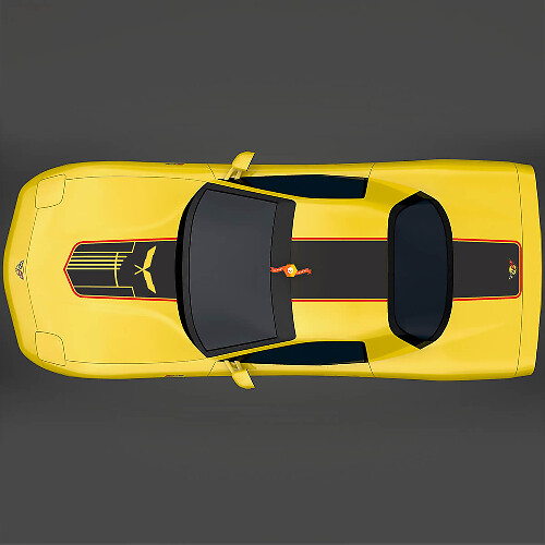  Jake Skull Stijl Motorkap Dak Kofferbak Strepen Vinyl Decal Kit voor Chevy Corvette C5_1