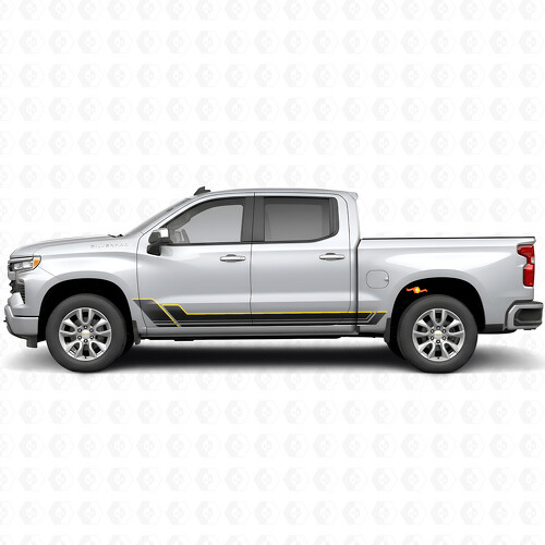 Hoekige Omlijsting Deur- & Zijkant Vinyl Strepen voor Chevrolet Silverado 1500 T1XX 2019-2026_1