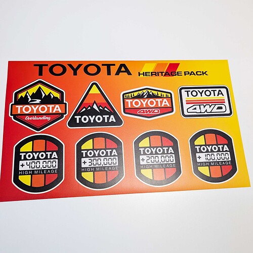Toyota hoge kilometerstand erfgoed retro vintage oude stijl sticker pack stickers graphics
