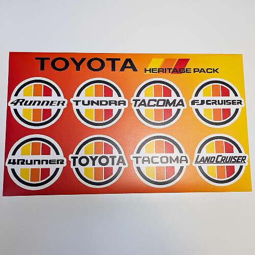 Toyota modellen erfgoed retro vintage oude stijl sticker pack stickers graphics
