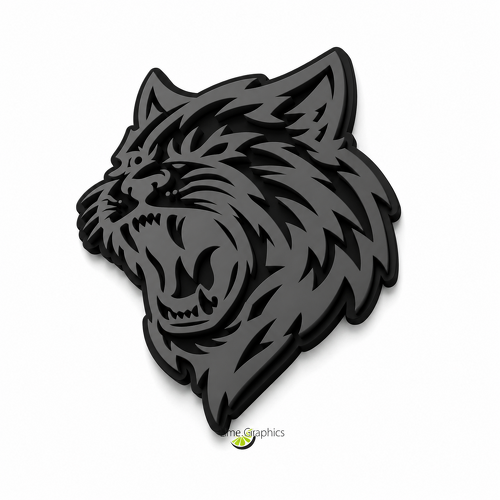 WildCat Style Black Dark Grey Custom Cat Head 3D — Embleem (spatbord, achterklep)