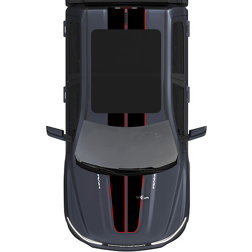 Kap en dak dubbele centrale strepen voor Dodge RAM 1500 REV vinyl stickers stickers graphics 3
