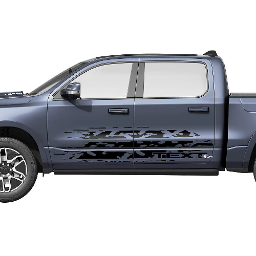 Beschadigde Stijl Zij Vinyl Stickers Set voor Dodge Ram 1500 REV