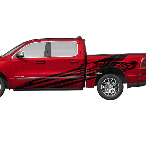 Splash zijdeuren bed Truck Vinyl stickers Stickers Graphics voor Dodge RAM 1500 TUNGSTEN

