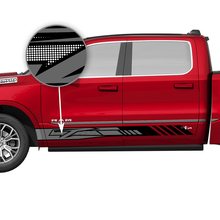 Geometrische geperforeerde strepen zijkant vinyl decal kit voor Dodge Ram 1500 Tungsten_2