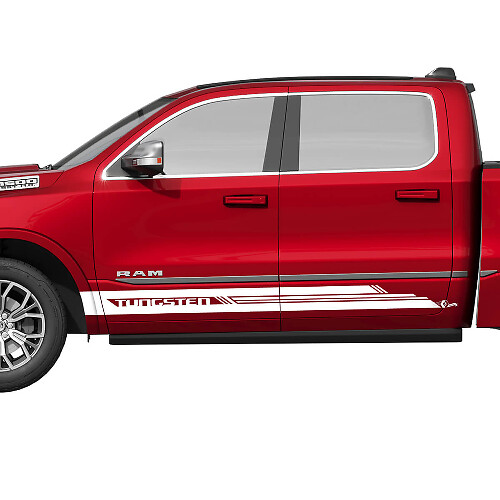 Zijdeuren Rocker Panel Strepen Vinyl Decals Stickers Graphics voor Dodge RAM 1500 TUNGSTEN

