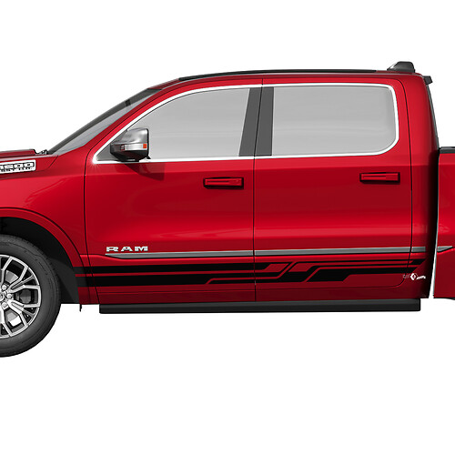 Side Rocker Panel Stripes Vinyl Decals Stickers Graphics voor Dodge RAM 1500 TUNGSTEN 2
