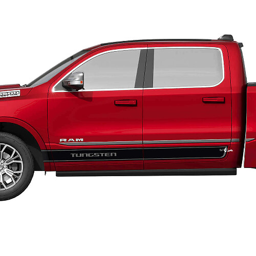 Tungsten Lettering Strepen Zij Vinyl Decal Kit voor Dodge Ram 1500 Tungsten