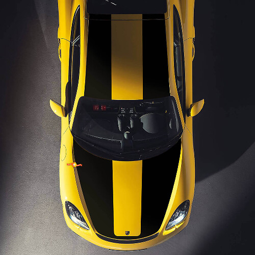 Racing dubbele motorkap- en dakstrepen vinyl decal set voor Porsche Cayman GT4