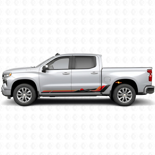 Retro Mountain Wave Deur- & Rockerpanel Vinyl Strepen voor Chevrolet Silverado 1500 T1XX 2019-2026_1