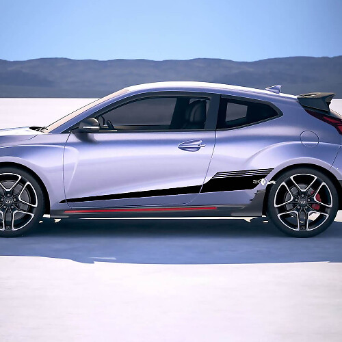 2x deur zijkant stroboscoop racestrepen vinylstickers sticker geschikt voor hyundai veloster
