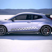 2x Deurzijde Crankle Racing Strepen Vinyl Stickers Decal passend voor Hyundai Veloster 2