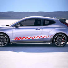 2x Deurzijde Crankle Racing Strepen Vinyl Stickers Decal passend voor Hyundai Veloster 3