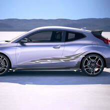 2x deur zijkant vleugels racestrepen vinylstickers sticker geschikt voor hyundai veloster
 2