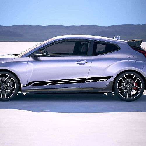 2x Deurzijde Racing Stripes Vinyl Stickers Decal passend voor Hyundai Veloster 1