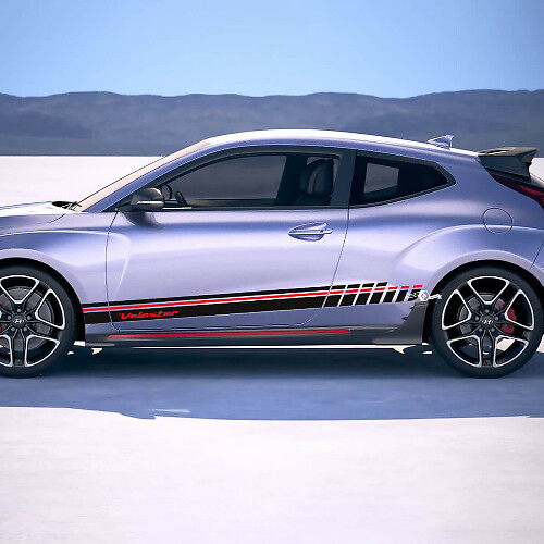 Zijracesstrobe strepen vinylstickers sticker geschikt voor Hyundai Veloster
