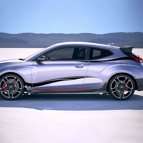 2x deurzijde tribale racestrepen vinylstickers sticker geschikt voor Hyundai Veloster
