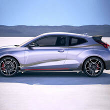 2x deurzijde tribale racestrepen vinylstickers sticker geschikt voor Hyundai Veloster
 2