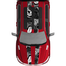 Topografische Kaart Stijl Dubbele Strepen Motorkap Dak Vinyl Decal Sticker voor RAM 1500 Tungsten_2