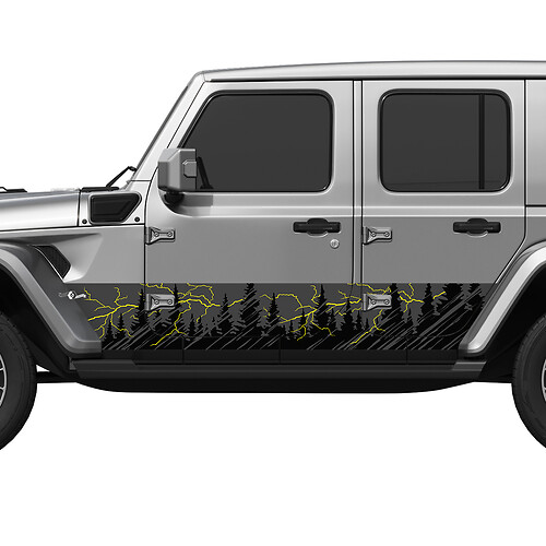 Bergen bomen bliksem splash wrap zijkant deuren vinyl sticker sticker fit Jeep Wrangler
