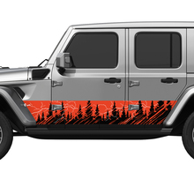 Bergen bomen bliksem splash wrap zijkant deuren vinyl sticker sticker fit Jeep Wrangler
 2