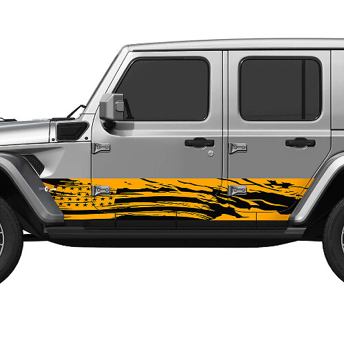VS Versleten Vlag Splash Zijdeuren Vinyl Decal Sticker voor Jeep Wrangler