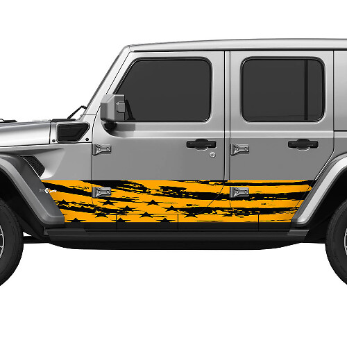 Amerikaanse Patriottische Verweerde Vlag Splash Wrap Zijkanten Deuren Vinyl sticker passend voor Jeep Wrangler 2
