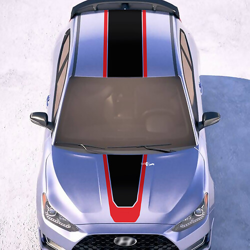 Kap en dak centrale racestrepen vinylstickers sticker geschikt voor hyundai veloster
